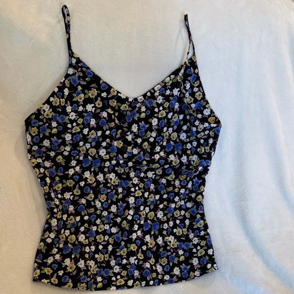 Pansies Floral Spaghetti Strap Top Womens Size  Medium Resale